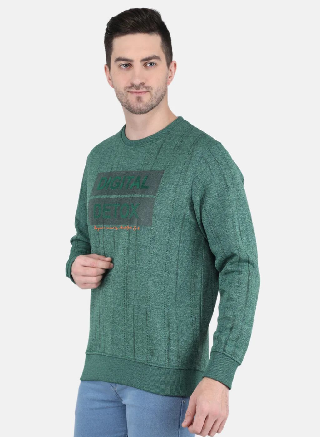 Men Green Printed Sweatshirt - Image 2