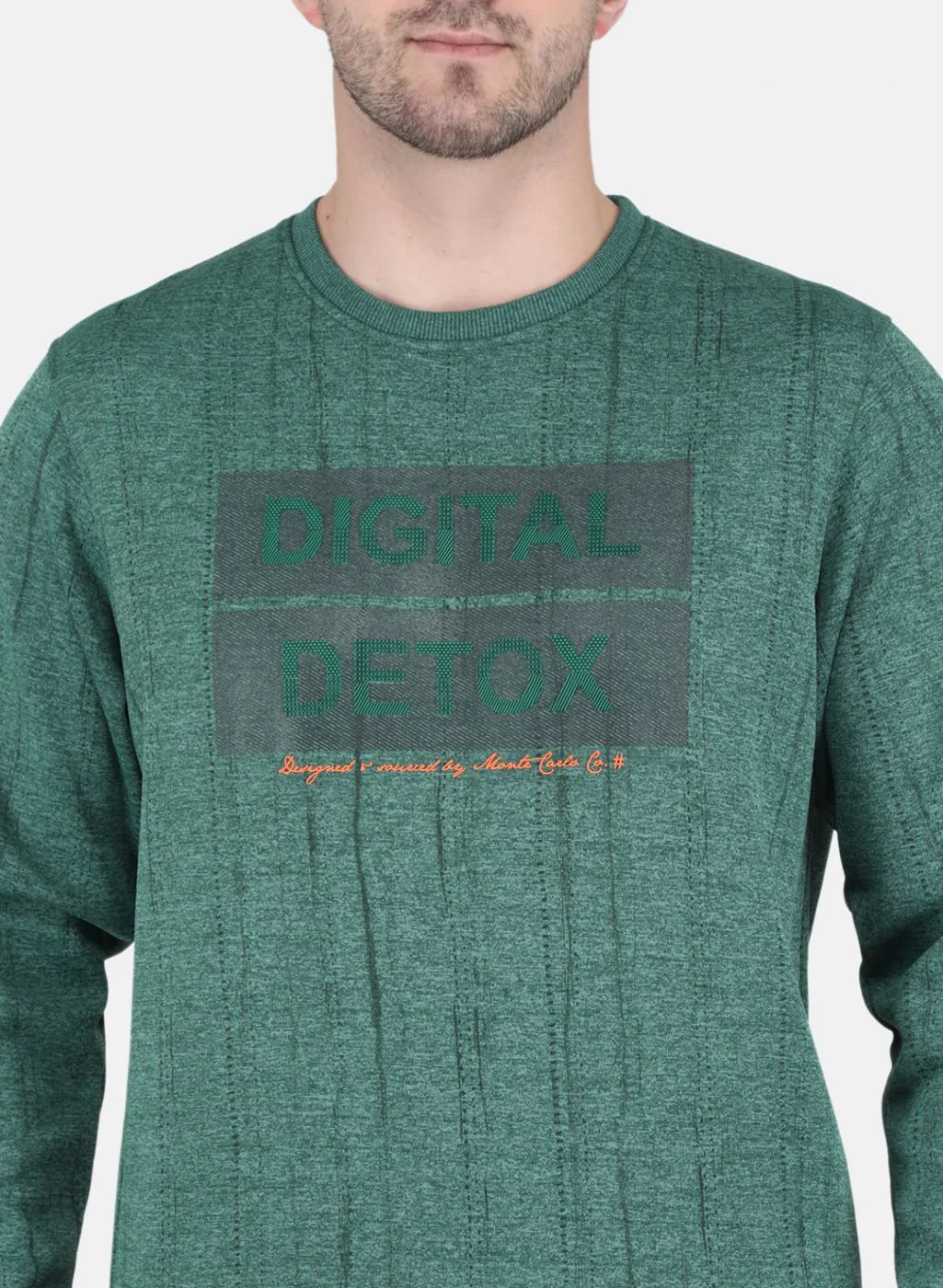 Men Green Printed Sweatshirt - Image 5