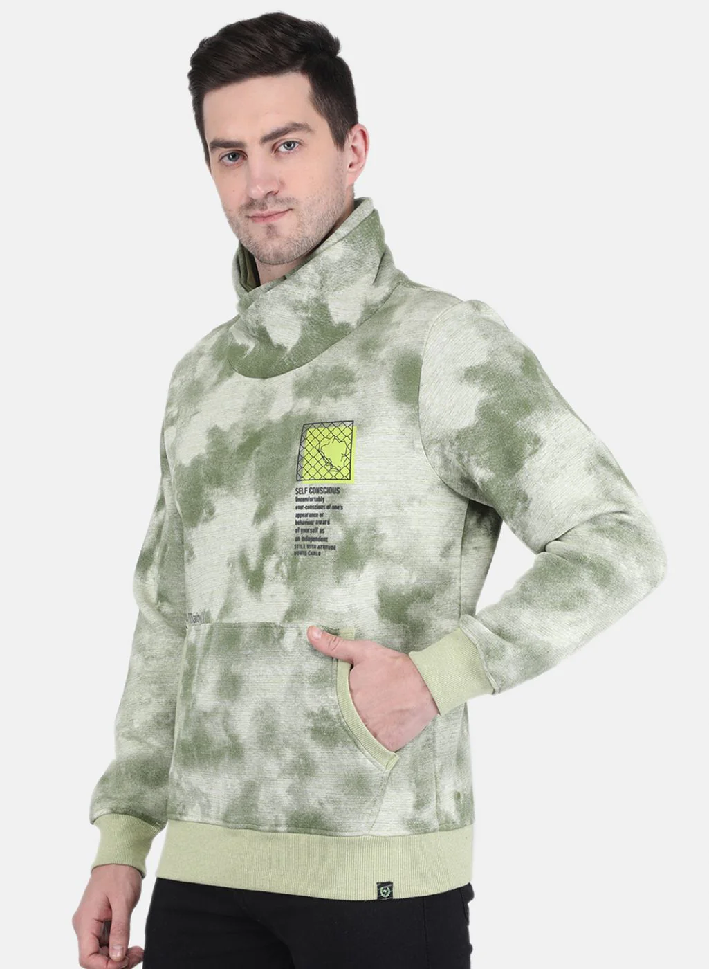 Men Green Printed Sweatshirt - Image 2