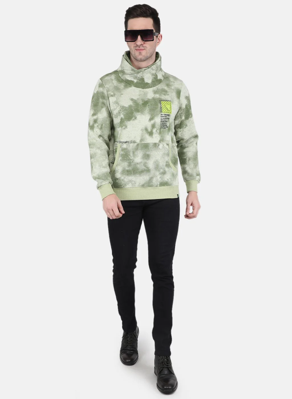 Men Green Printed Sweatshirt - Image 4