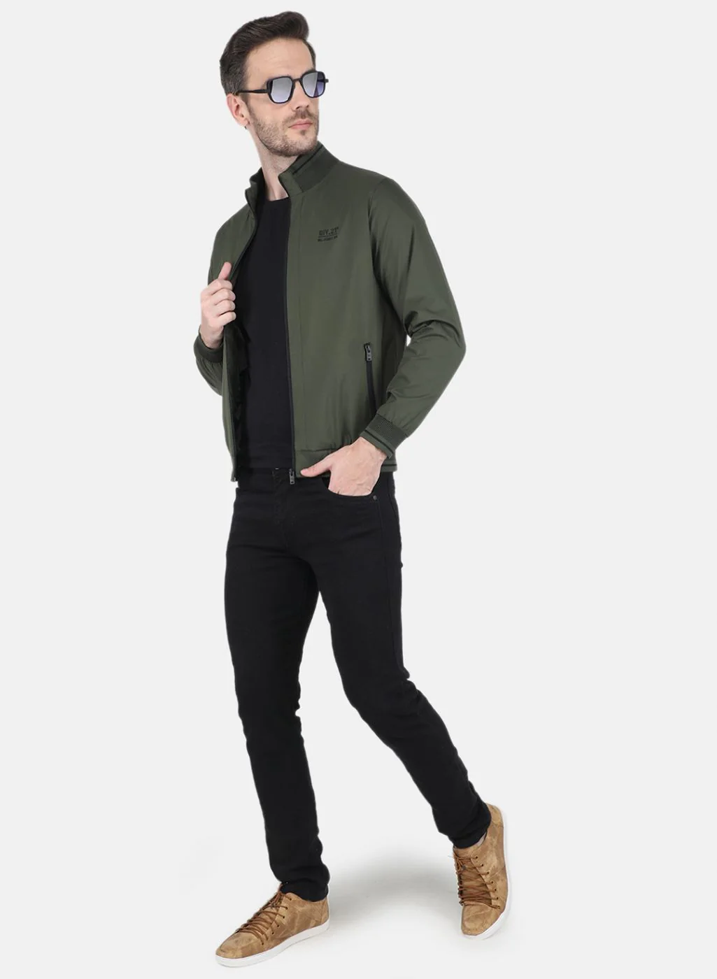 Men Green Solid Jacket - Image 4
