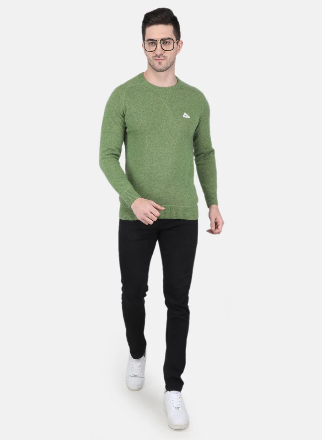 Men Green Solid Pullover - Image 4