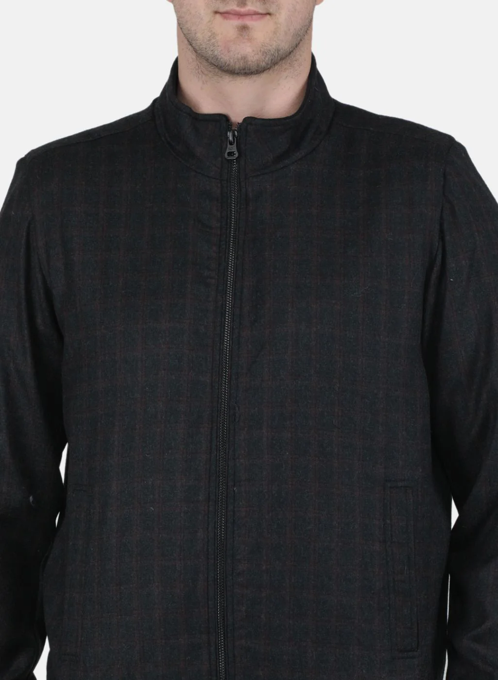 Men Grey Check Coat - Image 5