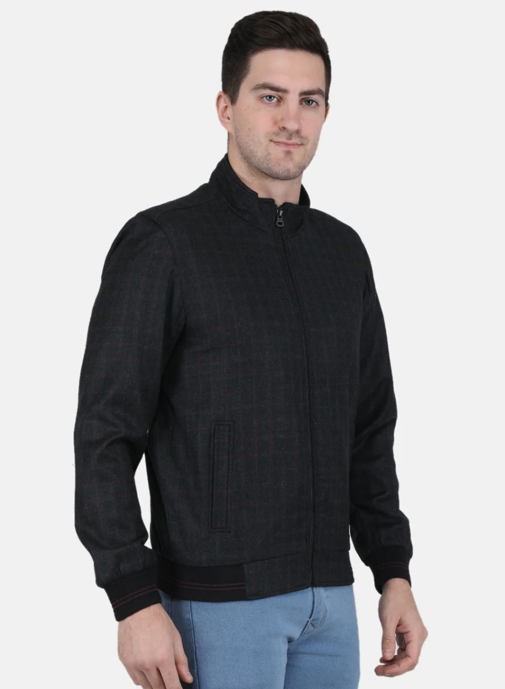 Men Grey Check Coat - Image 6
