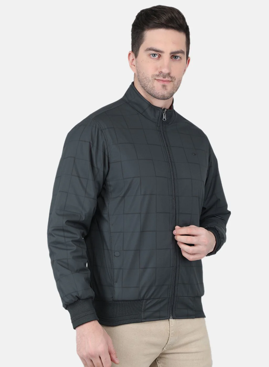 Men Grey Check Jacket - Image 6