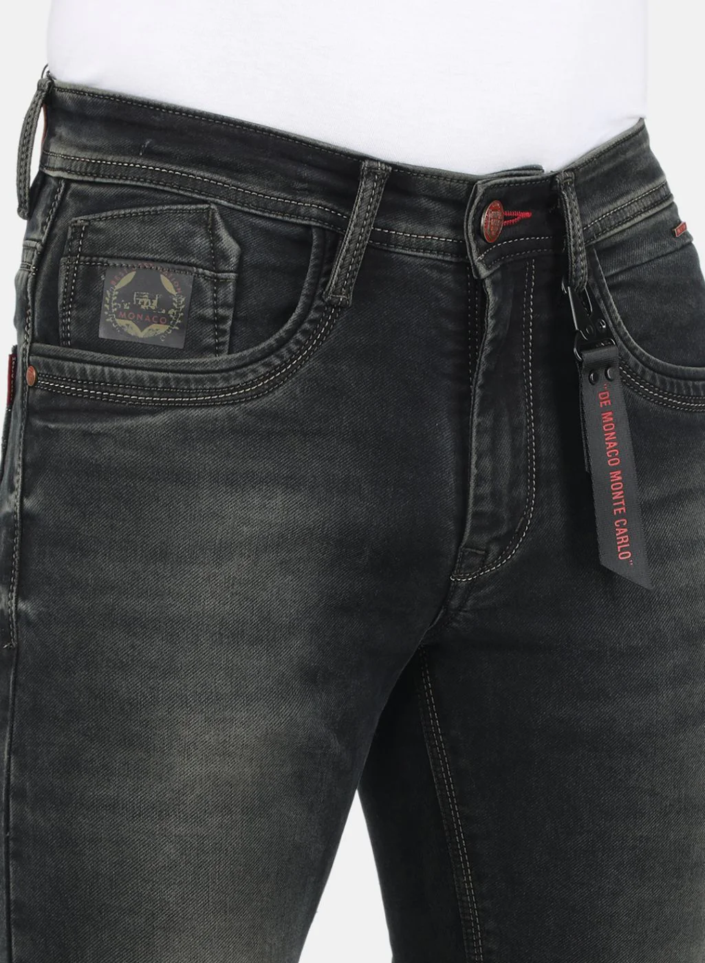 Men Grey NArrow Fit Denim - Image 5