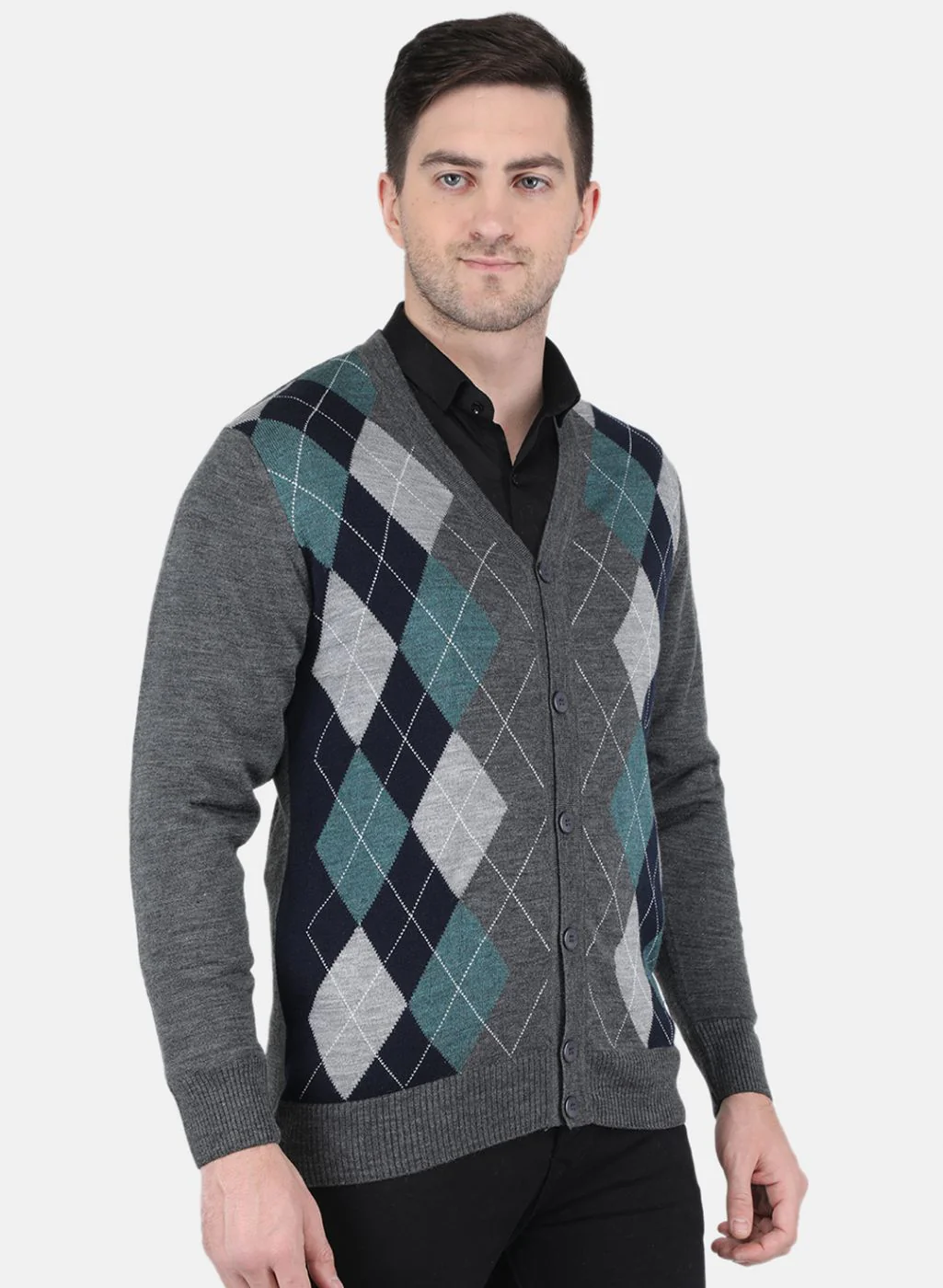 Men Grey Printed Cardigan - Image 6