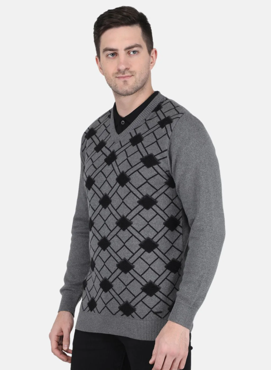 Men Grey Printed Pullover - Image 2