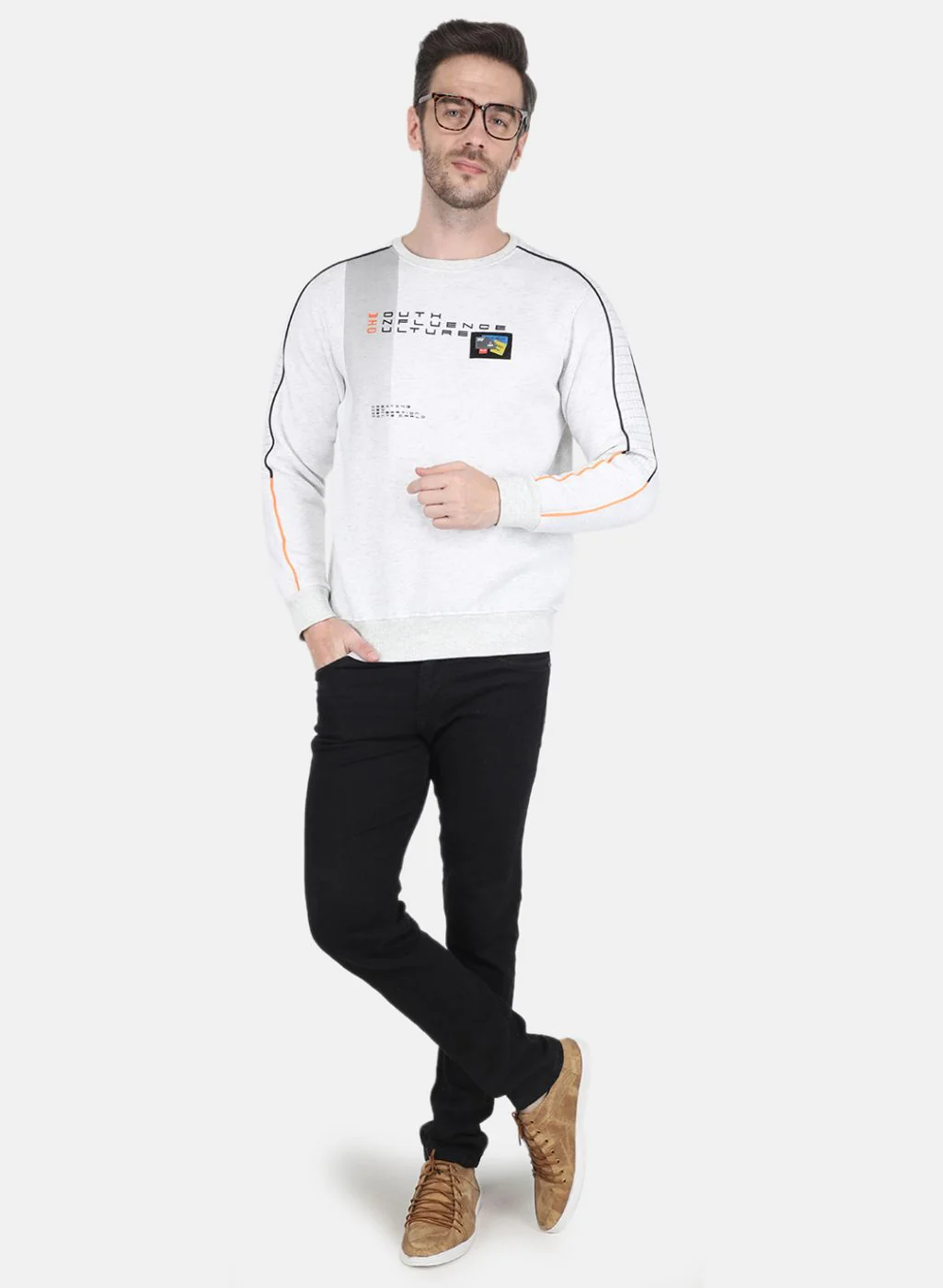Men Grey Printed Sweatshirt - Image 4