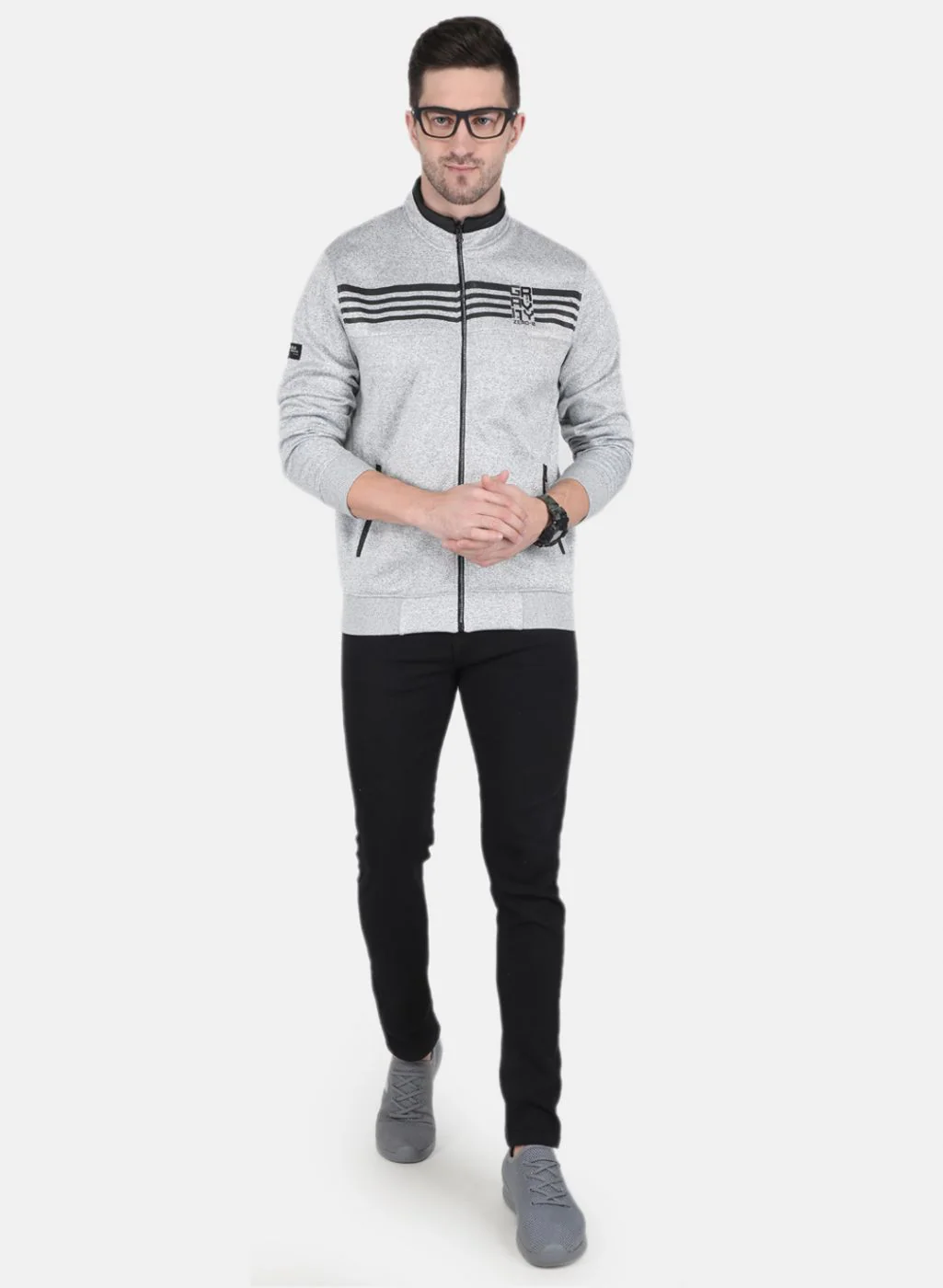 Men Grey Printed Sweatshirt - Image 4