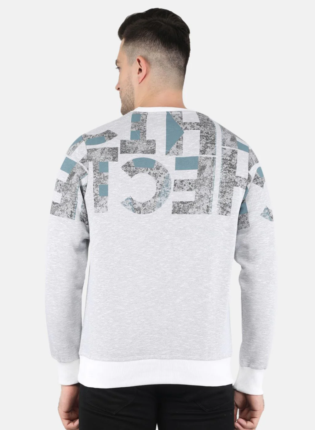 Men Grey Printed Sweatshirt - Image 3