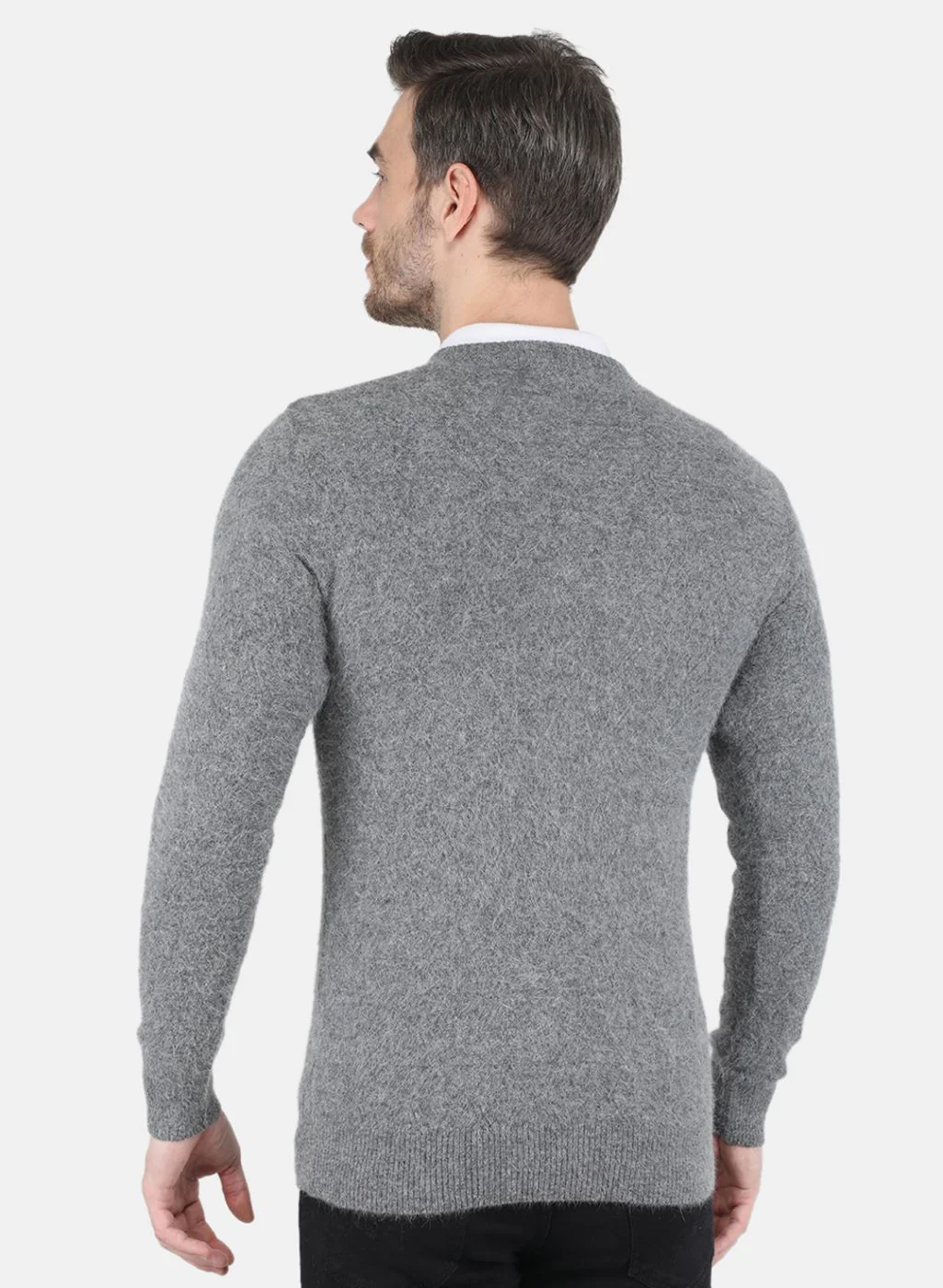 Men Grey Self design Pullover - Image 3