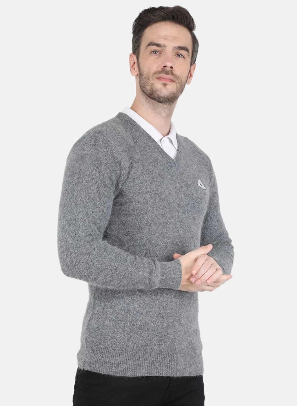 Men Grey Self design Pullover - Image 6