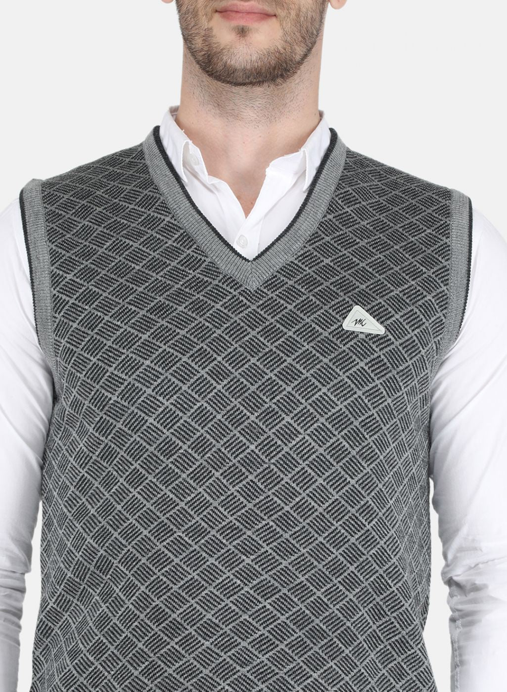 Men Grey Self design Sweater - Image 5