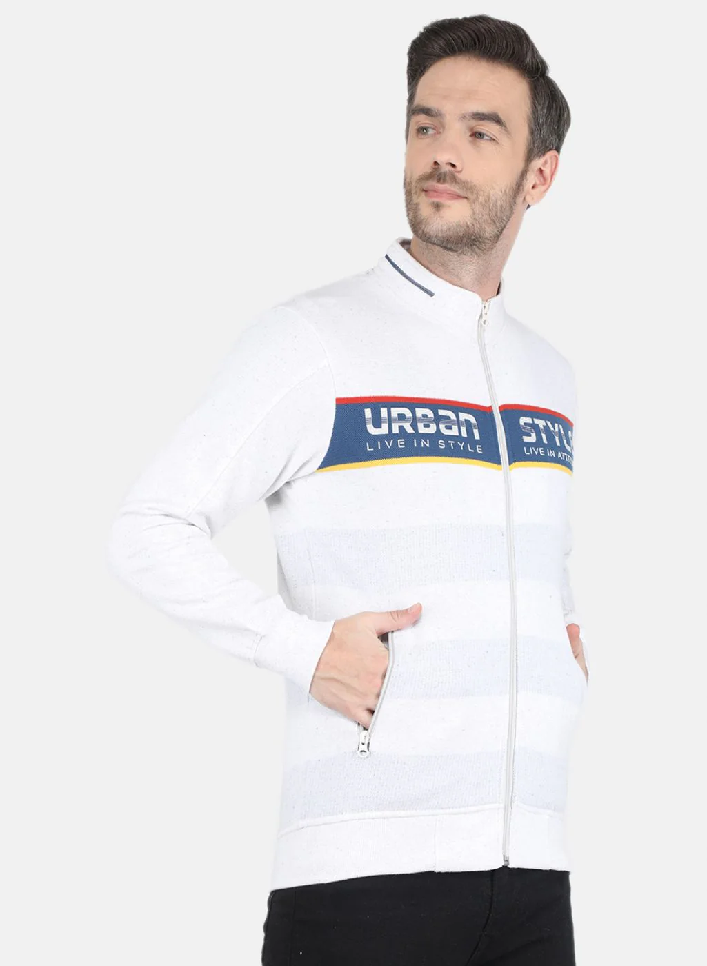 Men Grey Self design Sweatshirt - Image 6