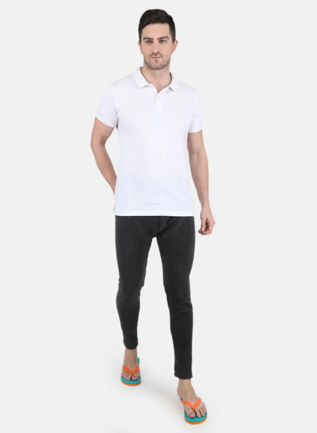 Men Grey Self Design Thermal Lower - Image 4