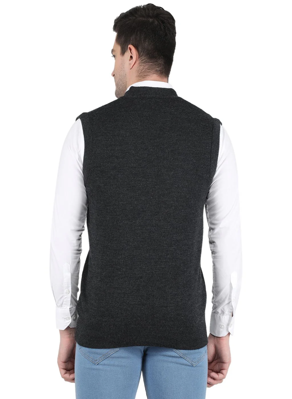 Men Grey Solid Cardigan - Image 4