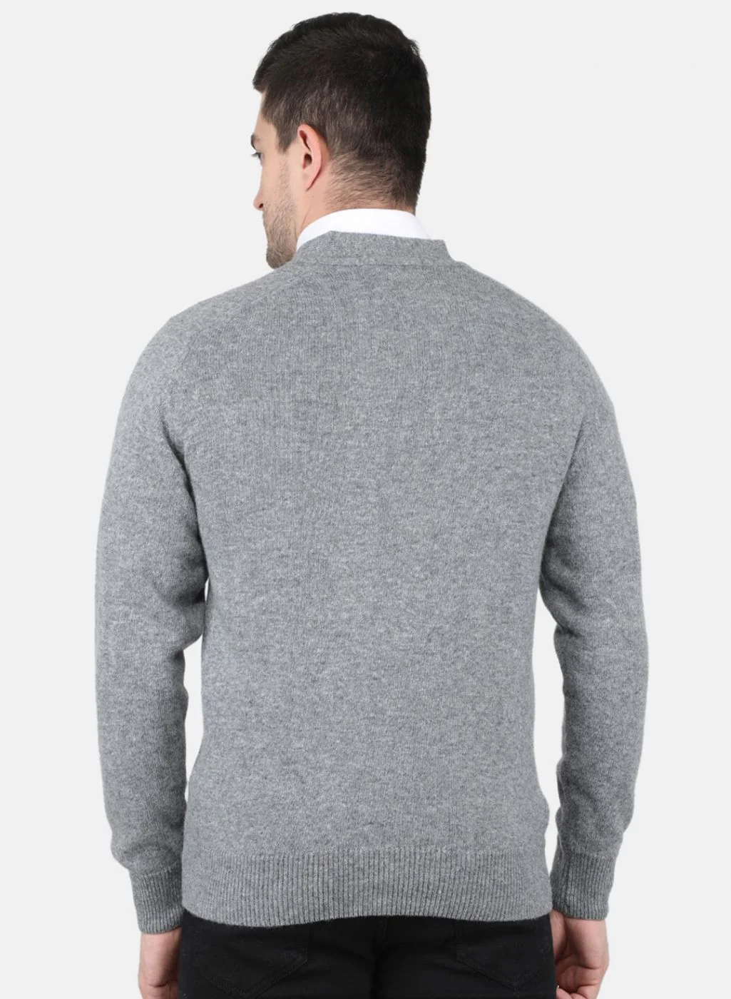 Men Grey Solid Cardigan - Image 3