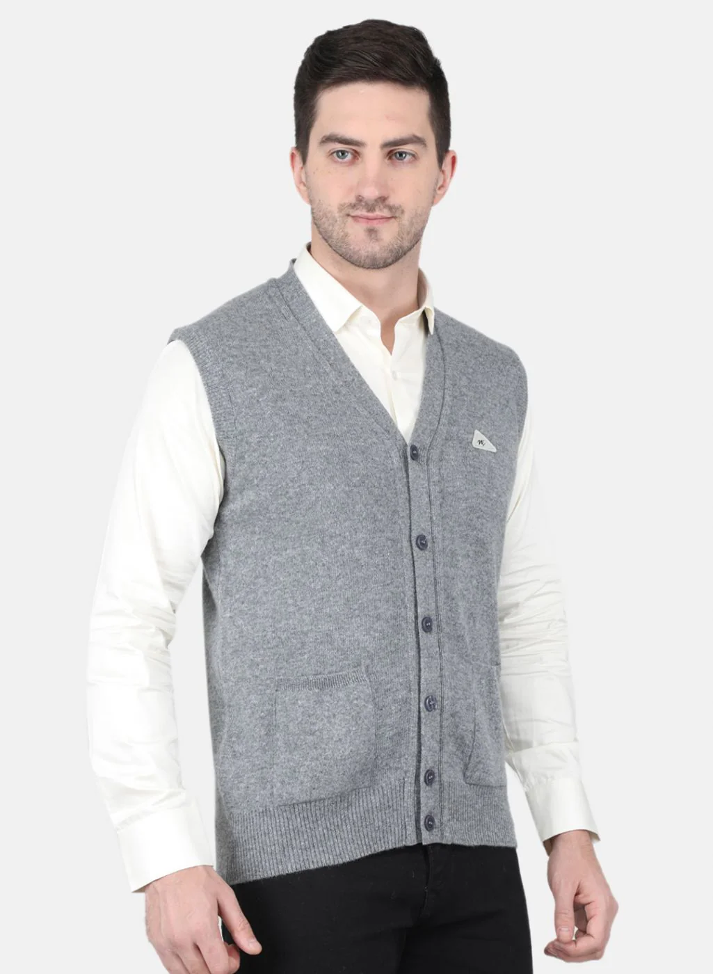 Men Grey Solid Cardigan - Image 6