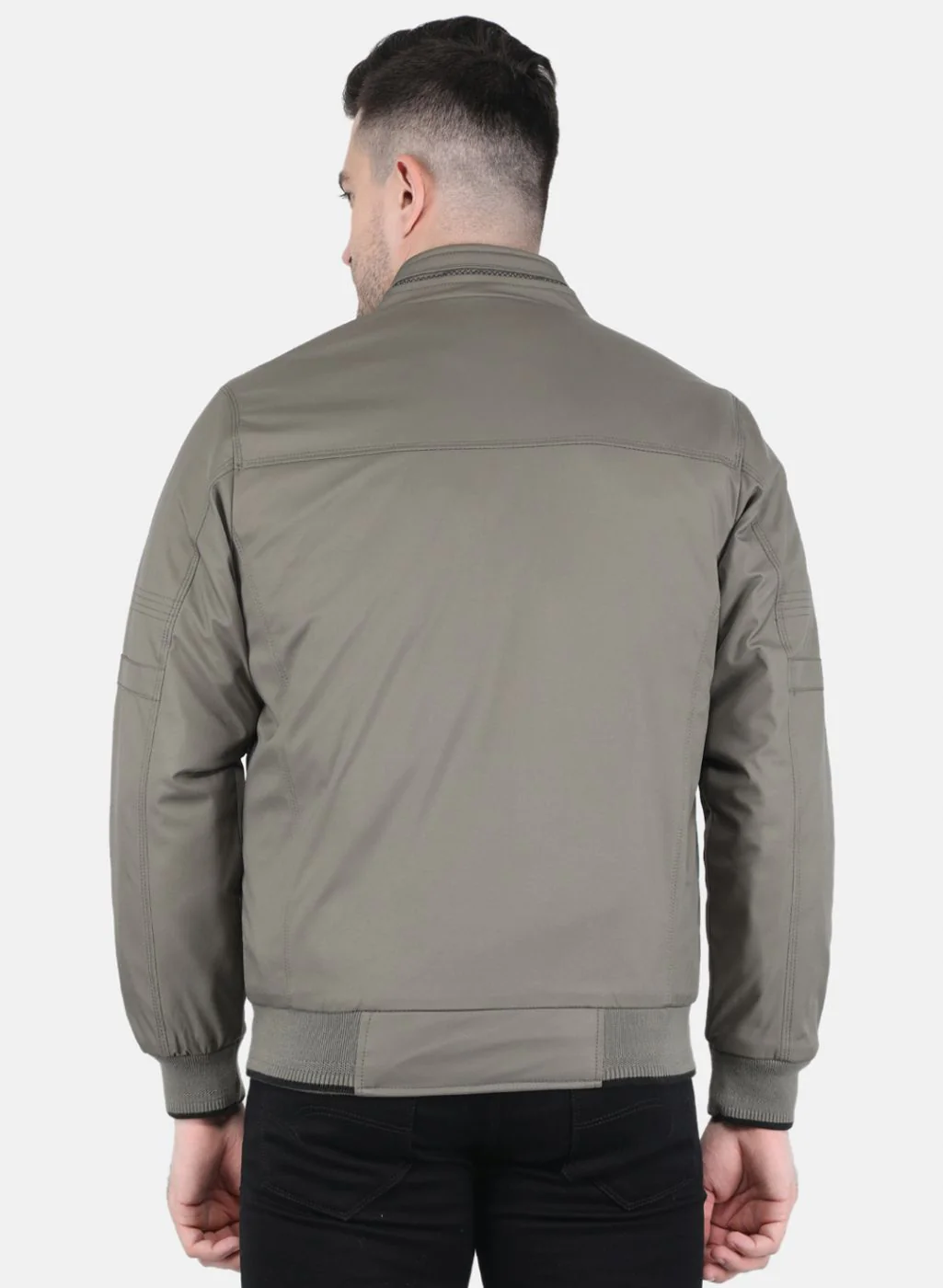 Men Grey Solid Jacket - Image 3