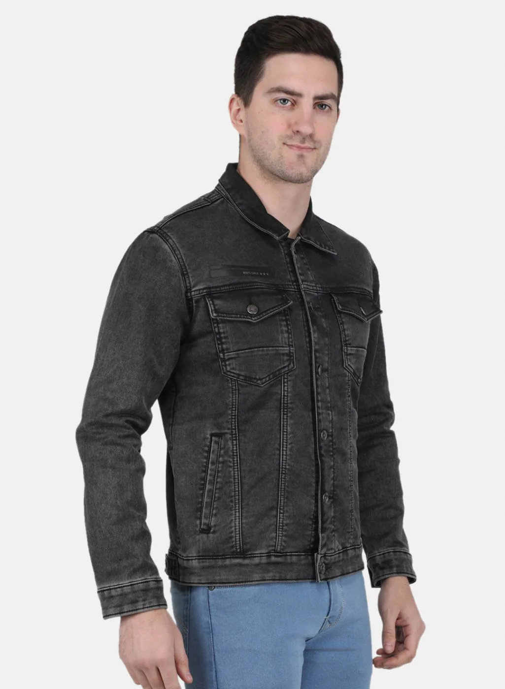Men Grey Solid Jacket - Image 6
