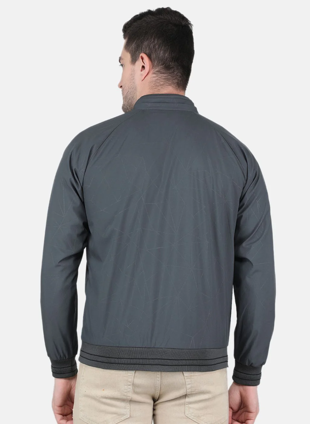Men Grey Solid Jacket - Image 3