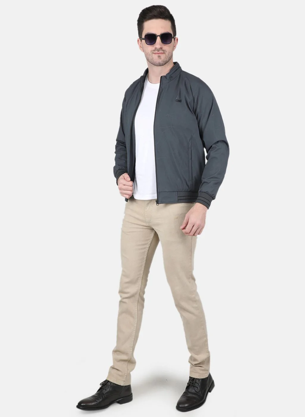 Men Grey Solid Jacket - Image 4