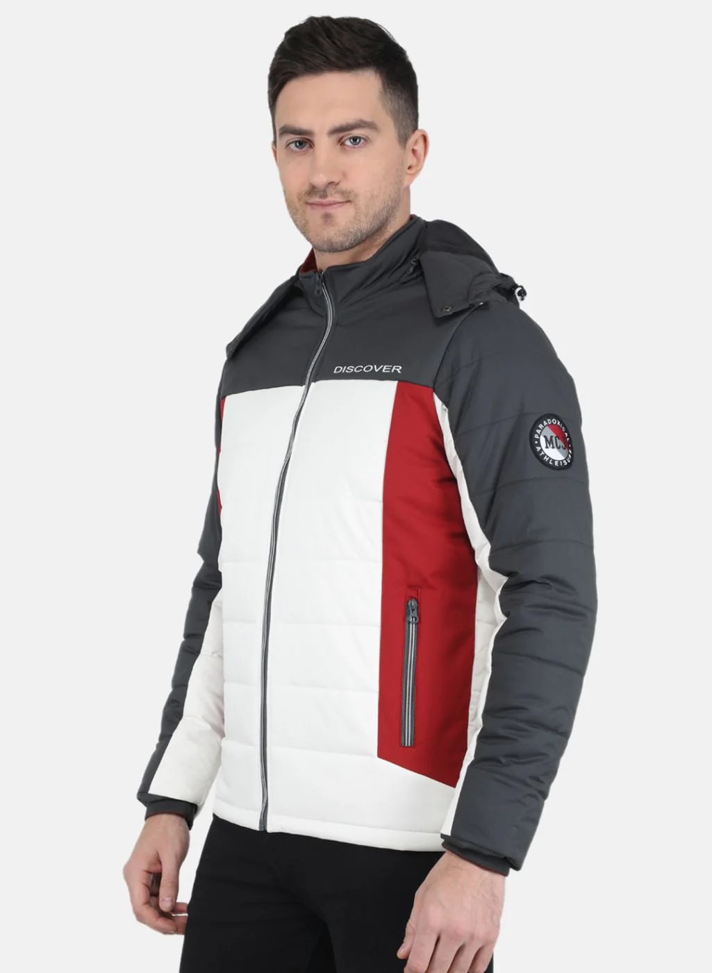 Men Grey Solid Jacket - Image 2