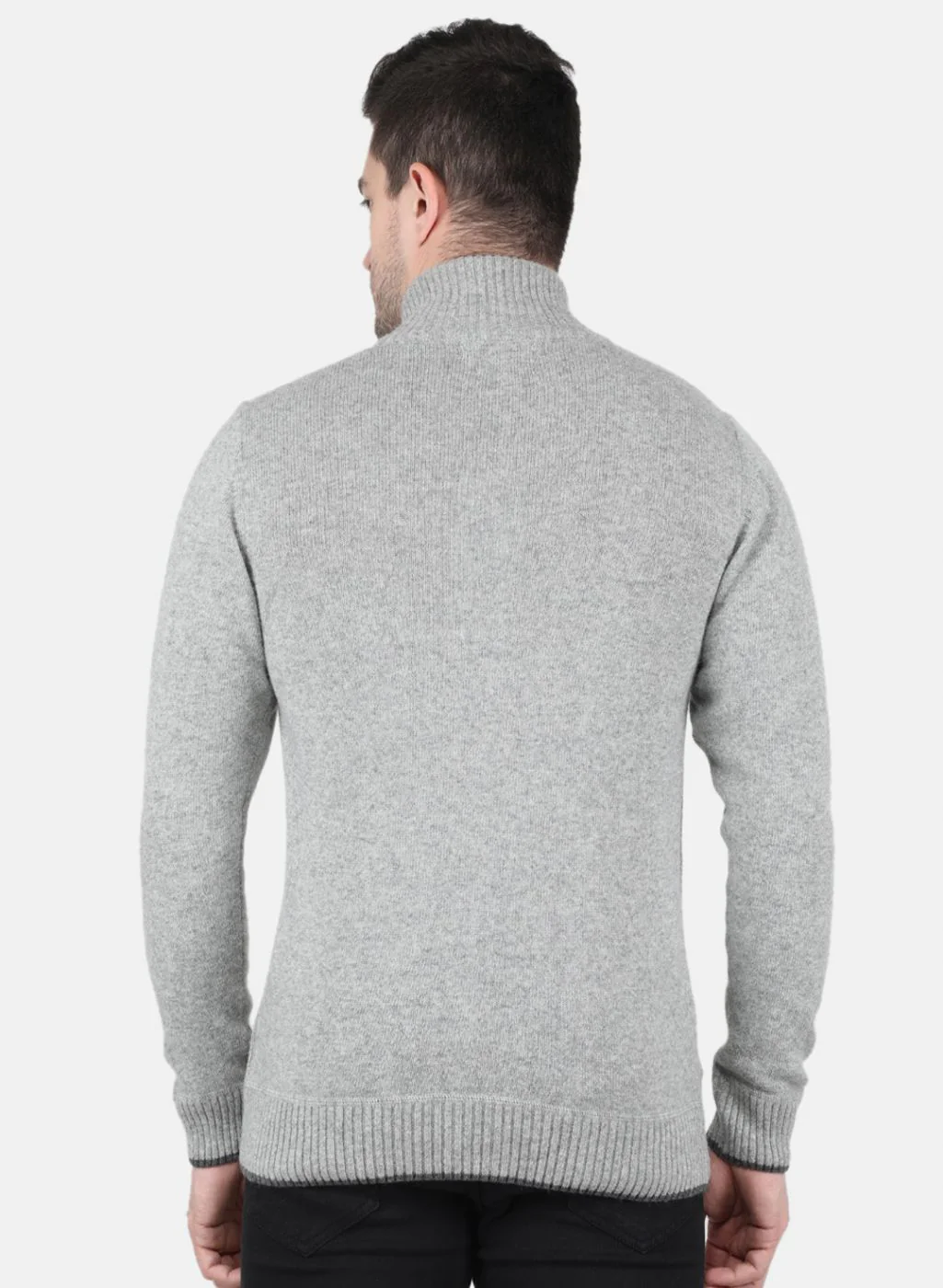 Men Grey Solid Pullover - Image 3