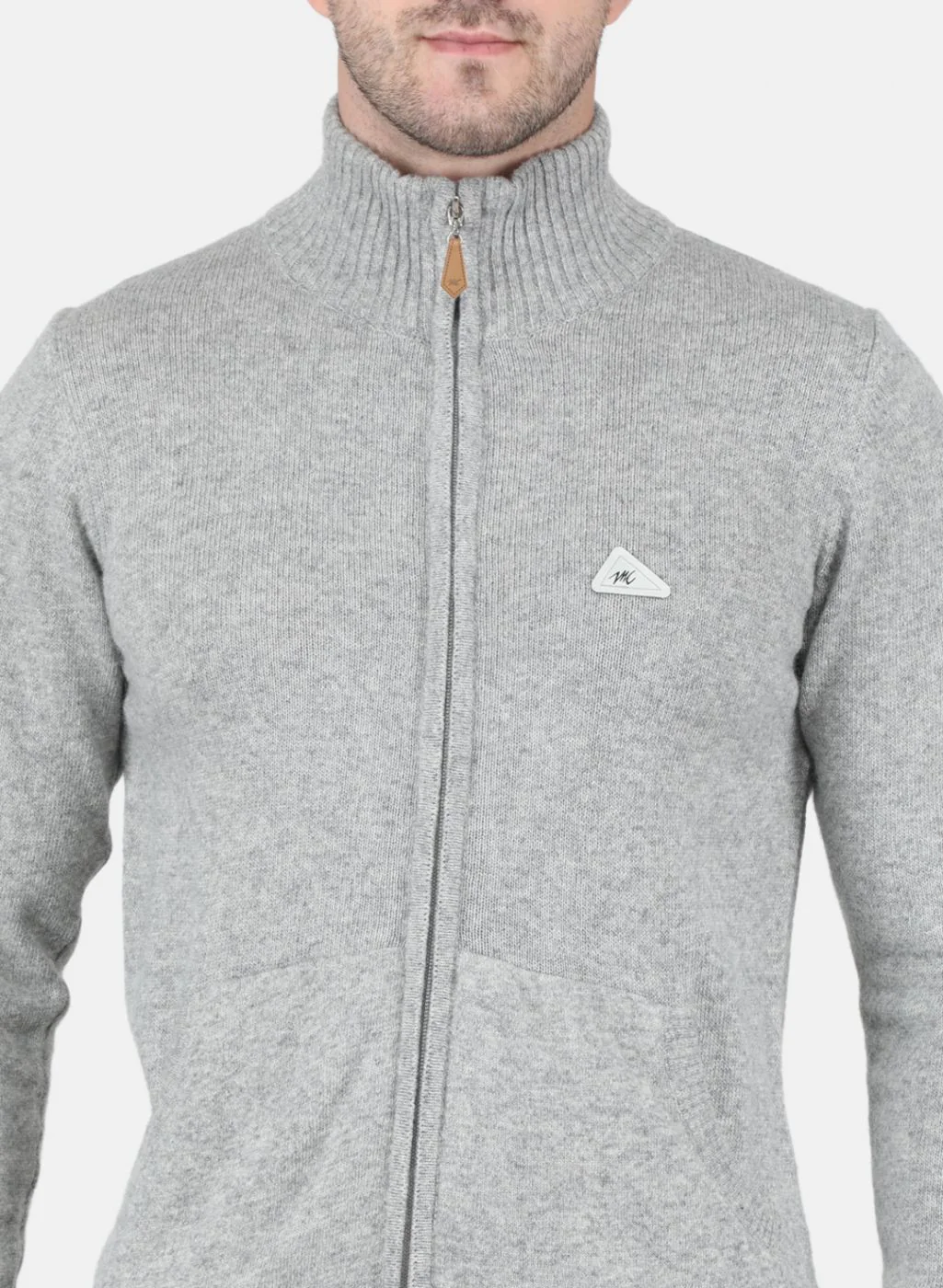 Men Grey Solid Pullover - Image 5