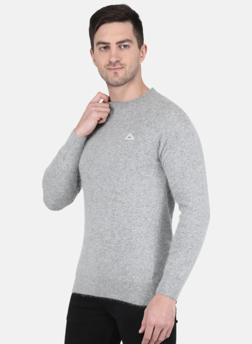 Men Grey Solid Pullover - Image 2