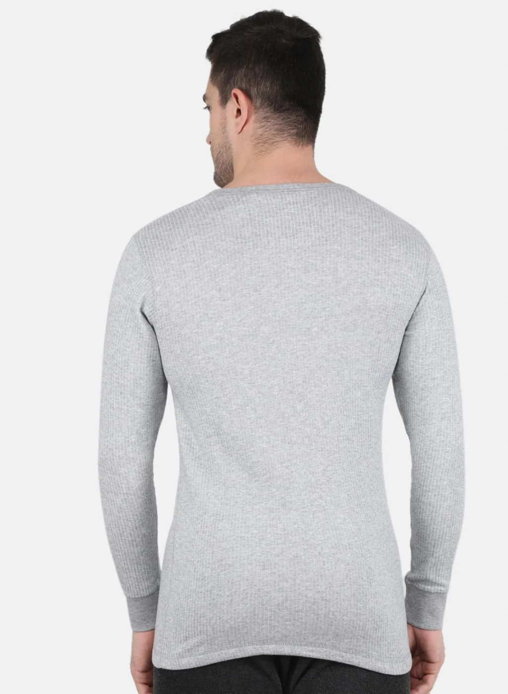 Men Grey Solid Thermal Vest - Image 3