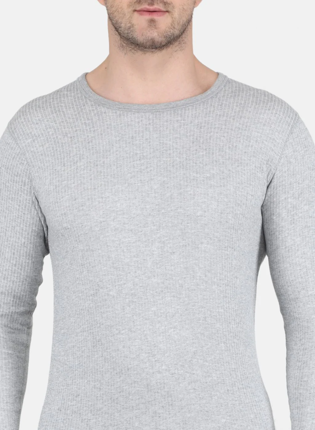 Men Grey Solid Thermal Vest - Image 5