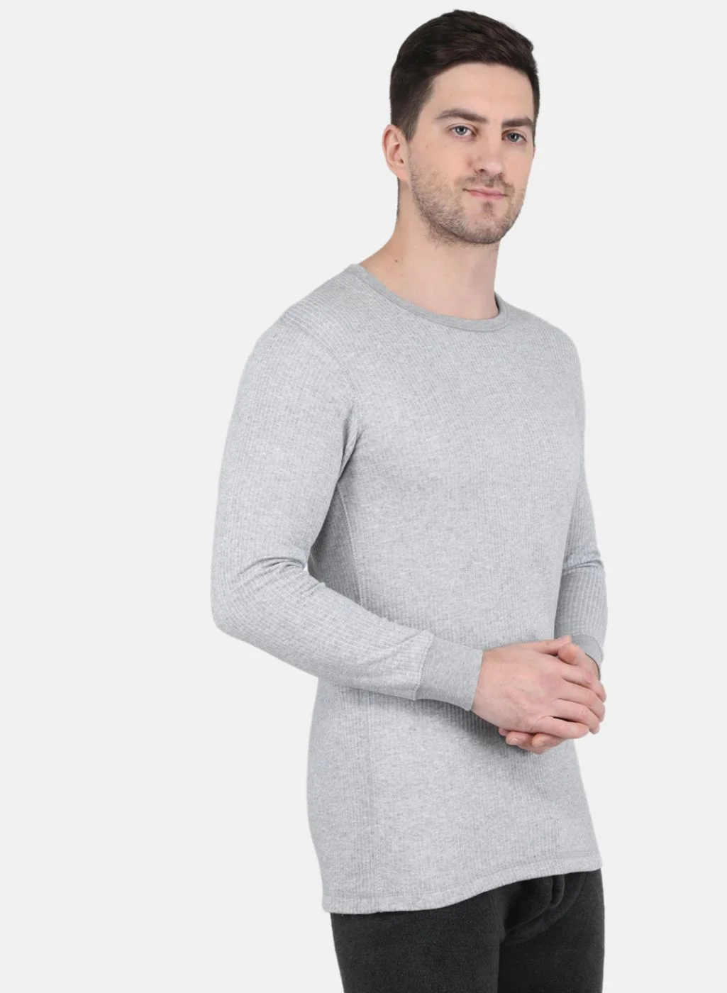 Men Grey Solid Thermal Vest - Image 6