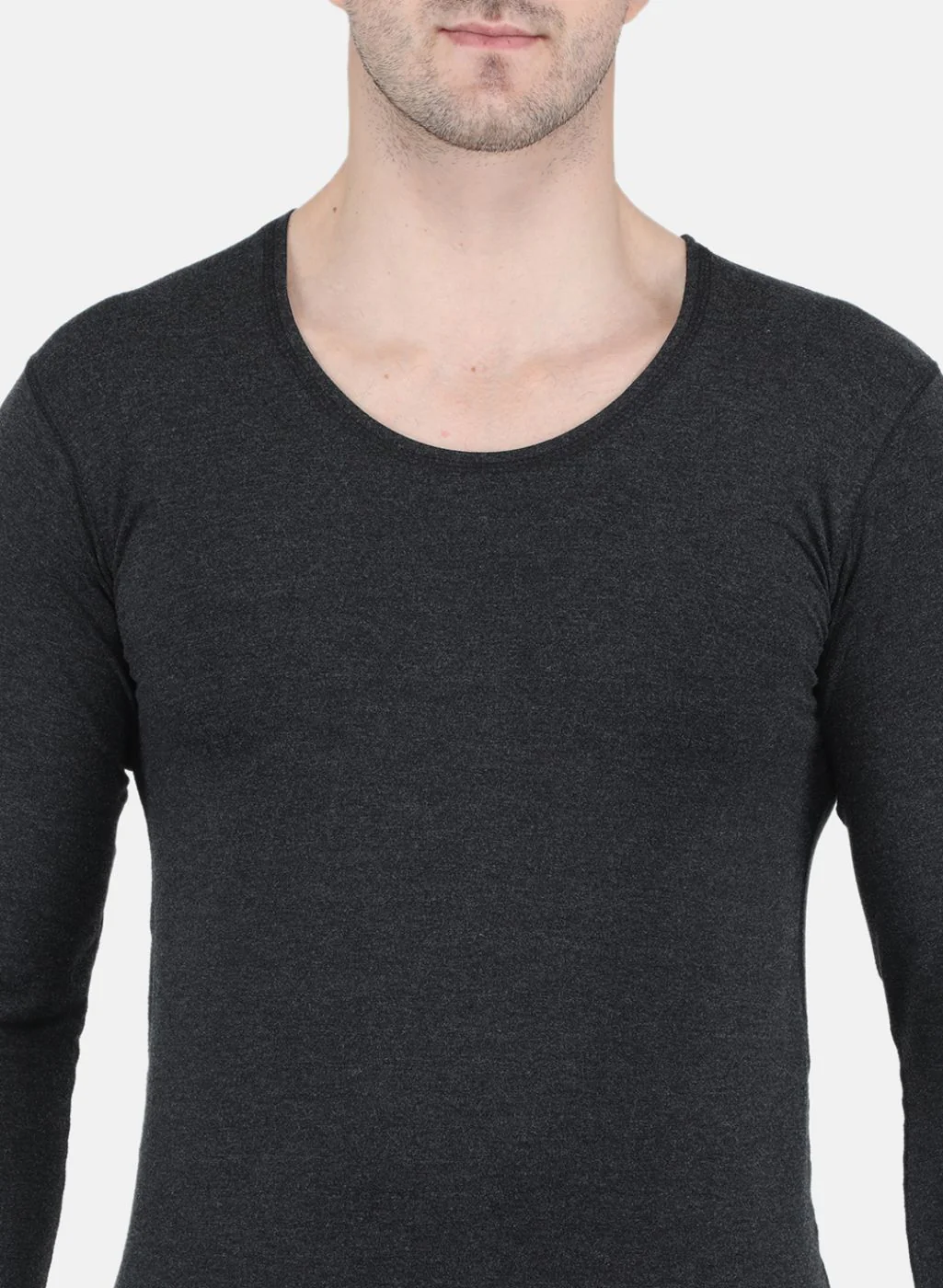 Men Grey Solid Thermal Vest - Image 5