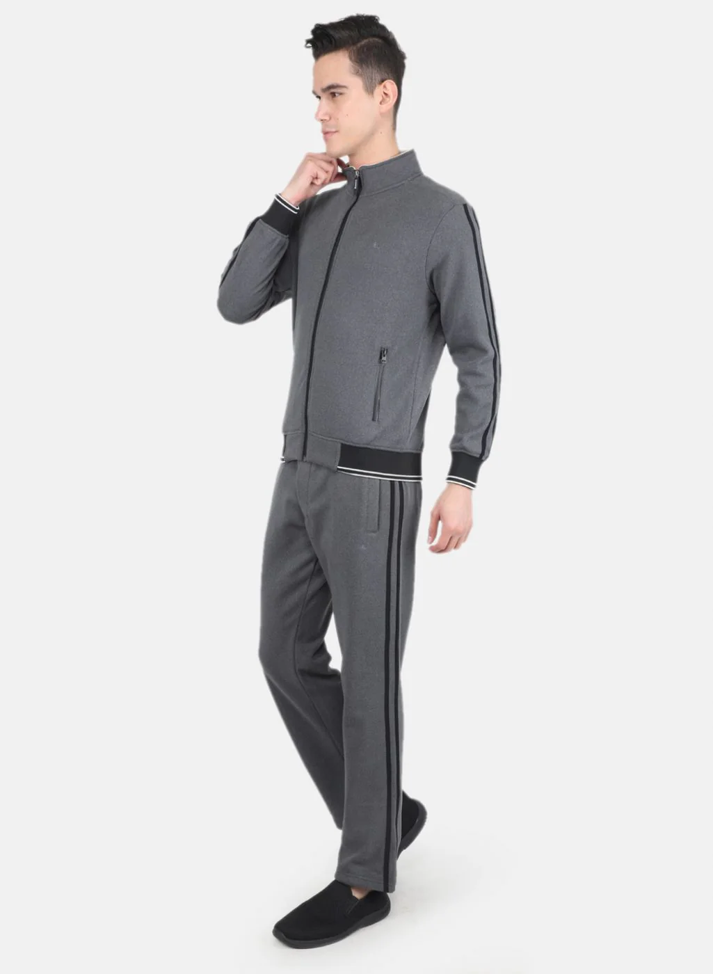 Men Grey Solid Tracksuit - Image 2