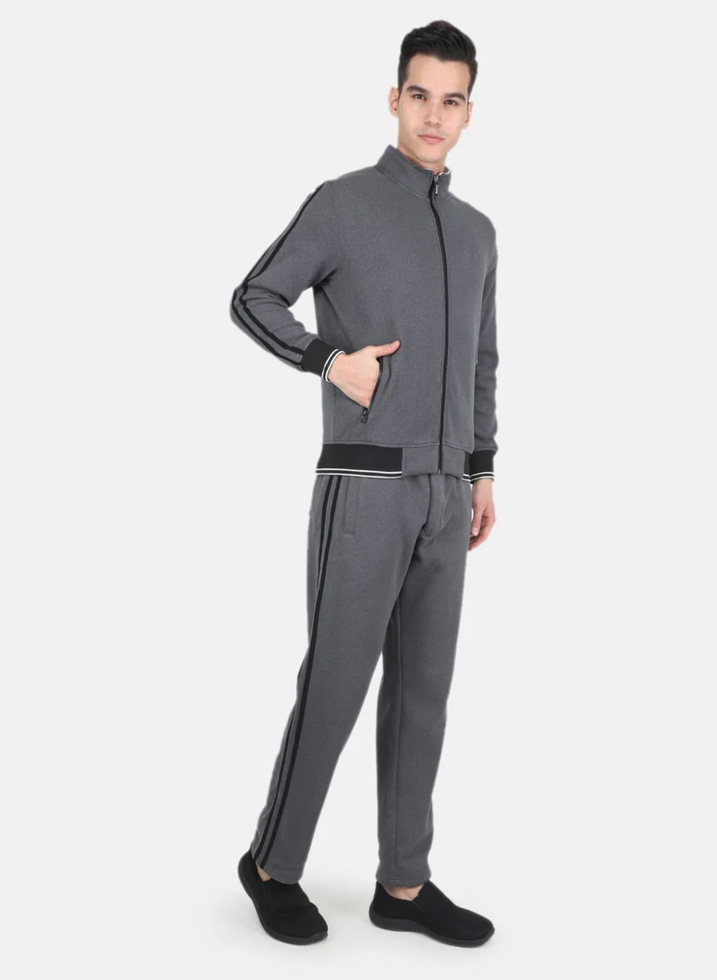 Men Grey Solid Tracksuit - Image 7