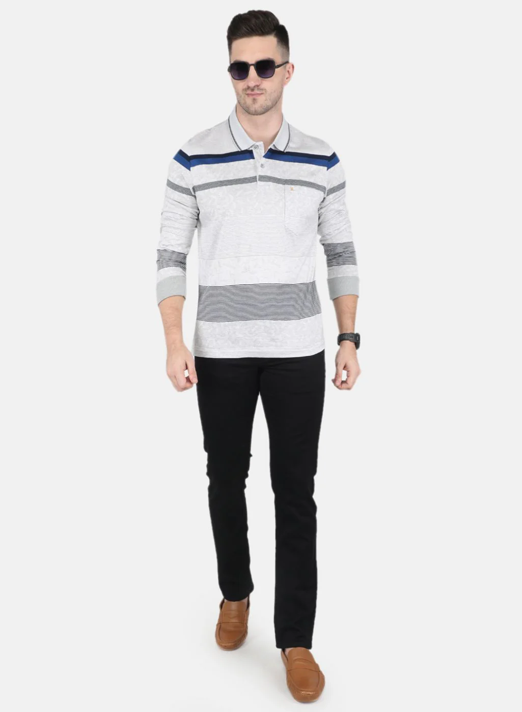 Men Grey Stripe T-Shirt - Image 4