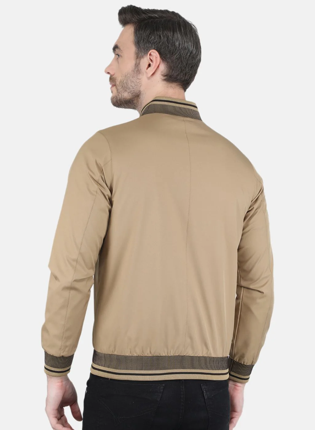 Men Khaki Solid Jacket - Image 3
