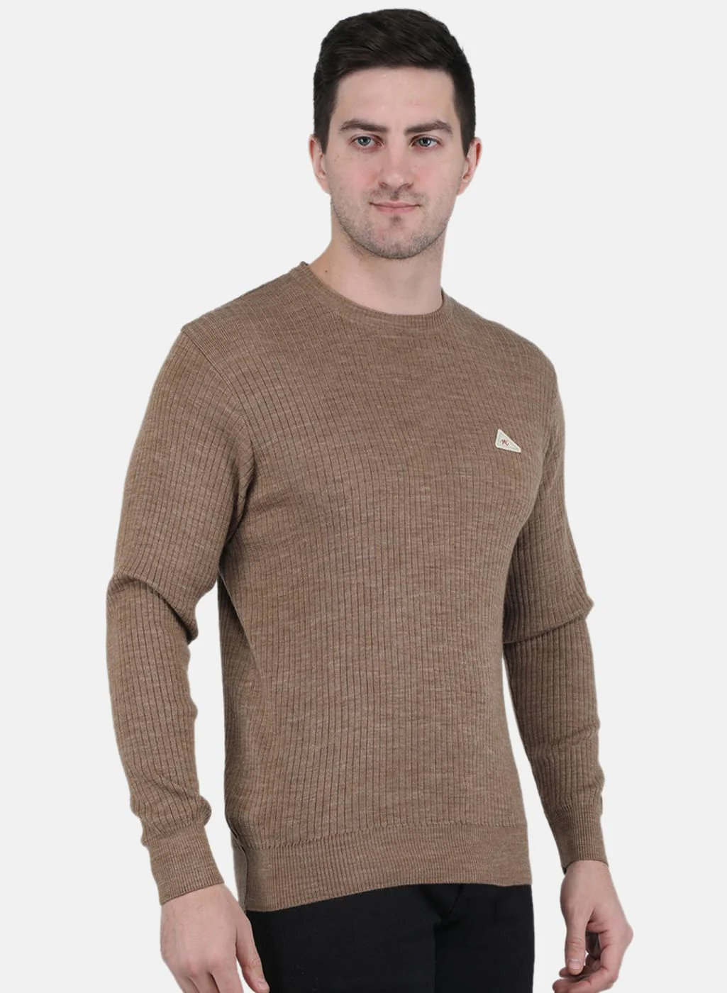 Men Khaki Solid Pullover - Image 6