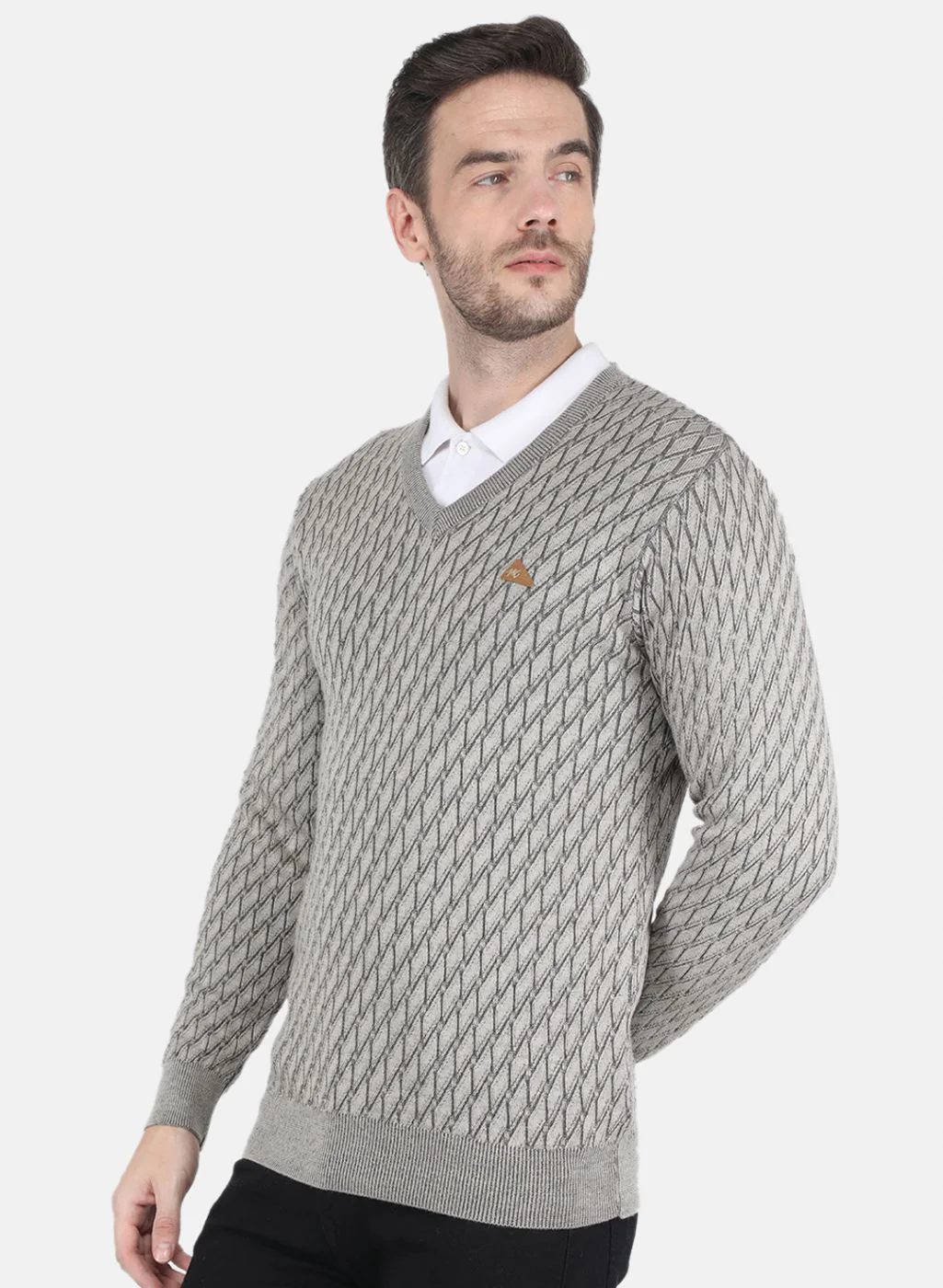 Men Light Brown Self design Pullover - Image 2