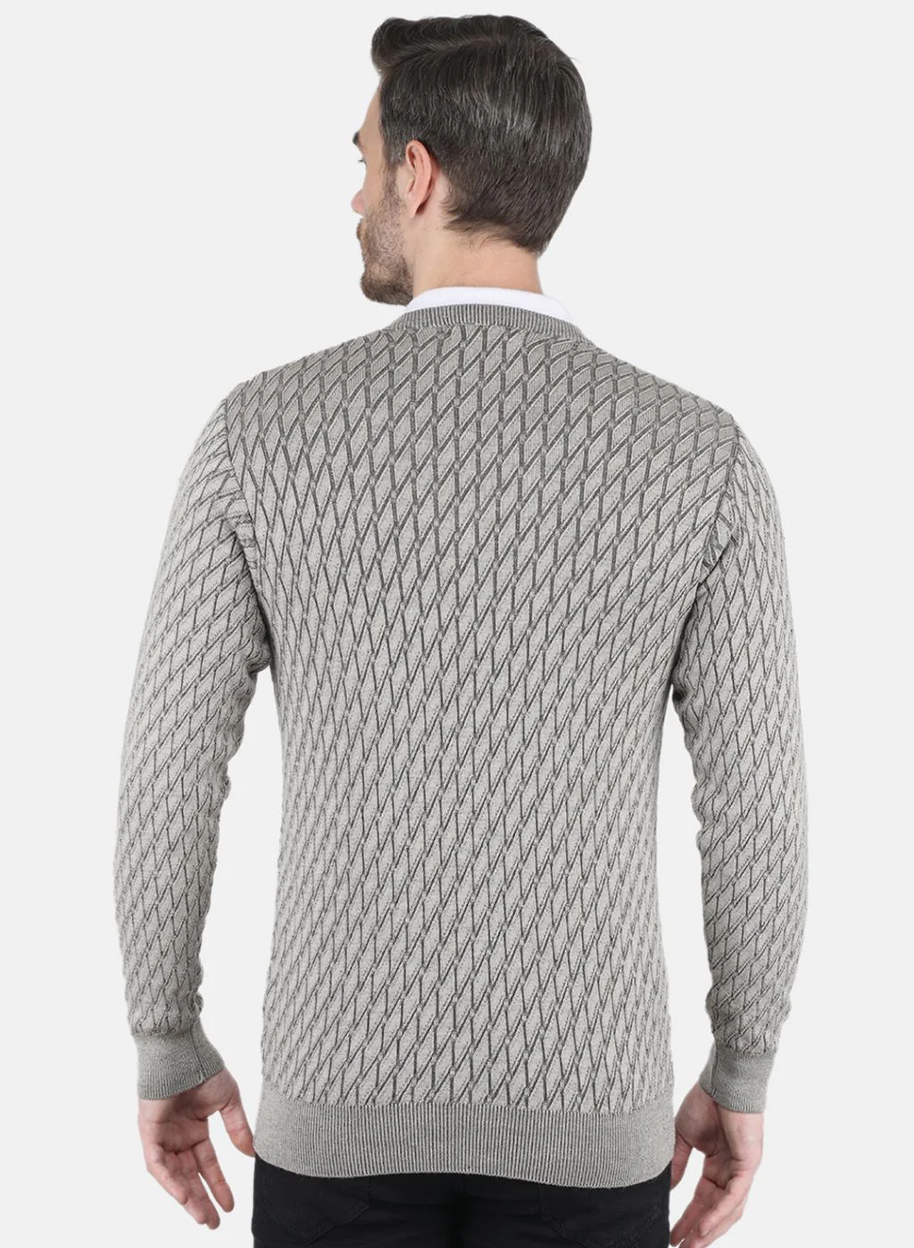 Men Light Brown Self design Pullover - Image 3
