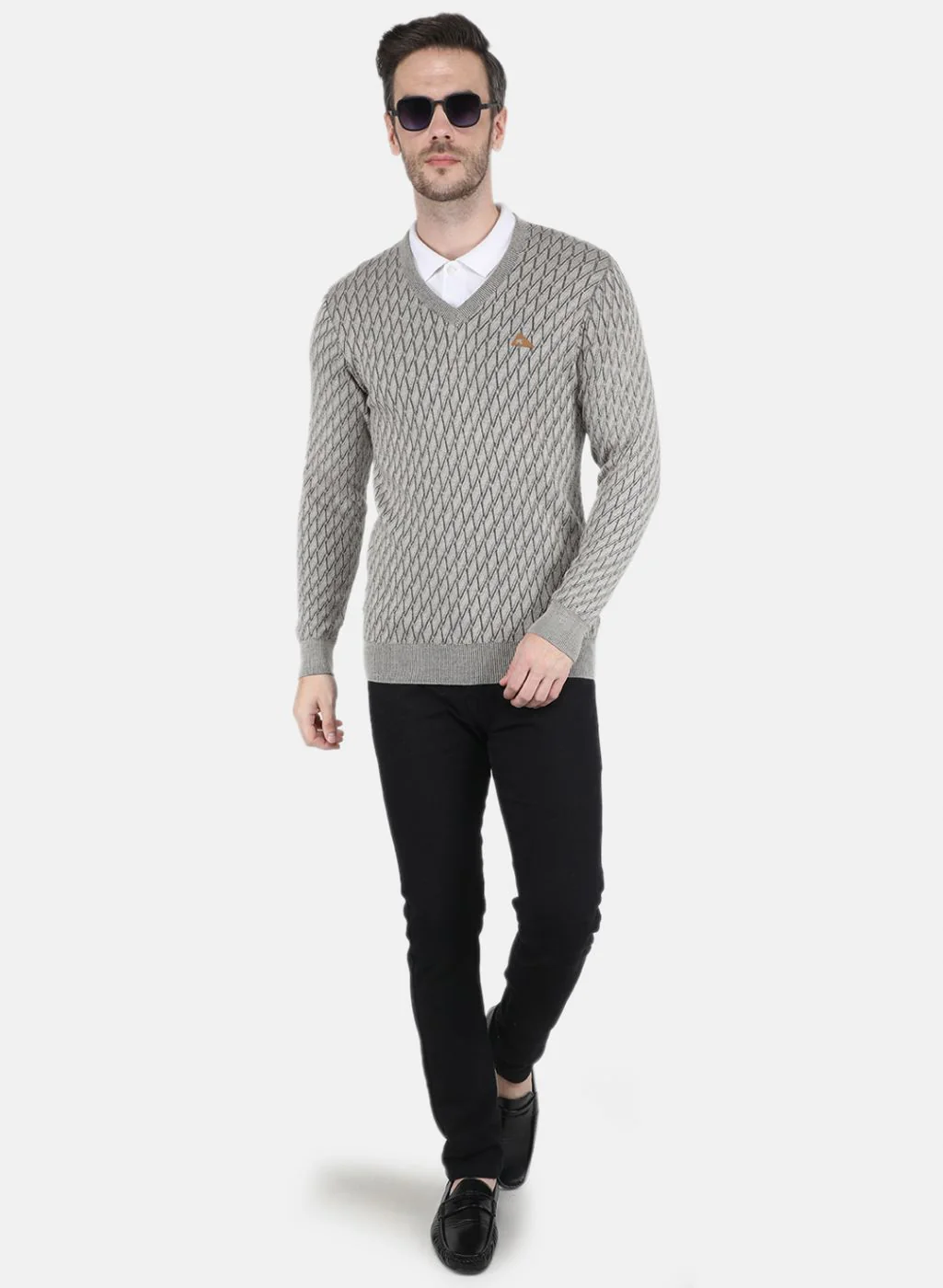 Men Light Brown Self design Pullover - Image 4