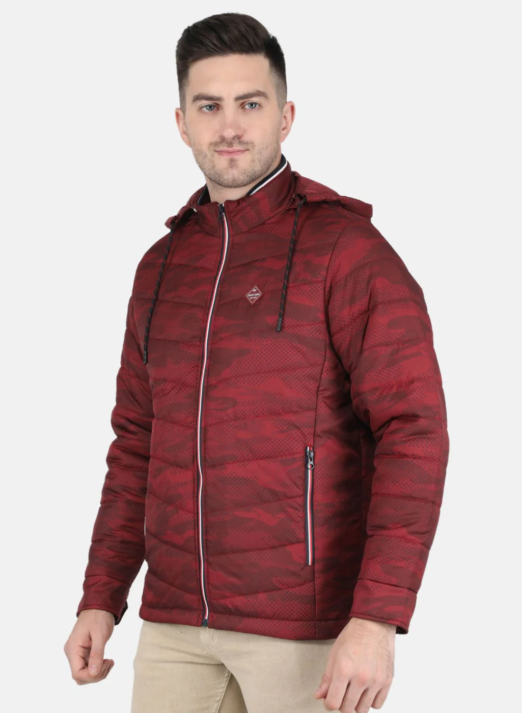 Men Maroon Printed Jacket - Image 2