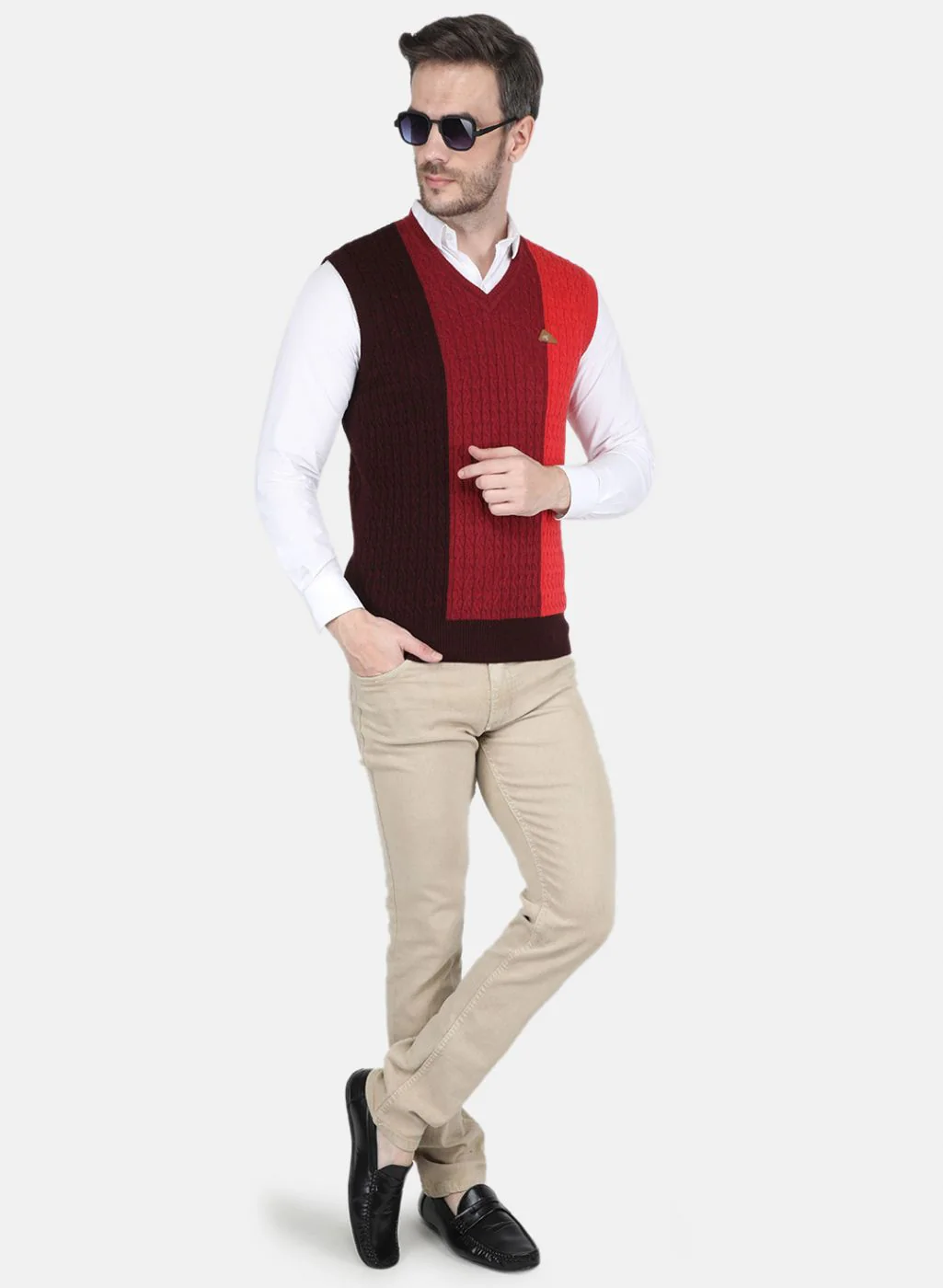 Men Maroon Printed Sweater - Image 4