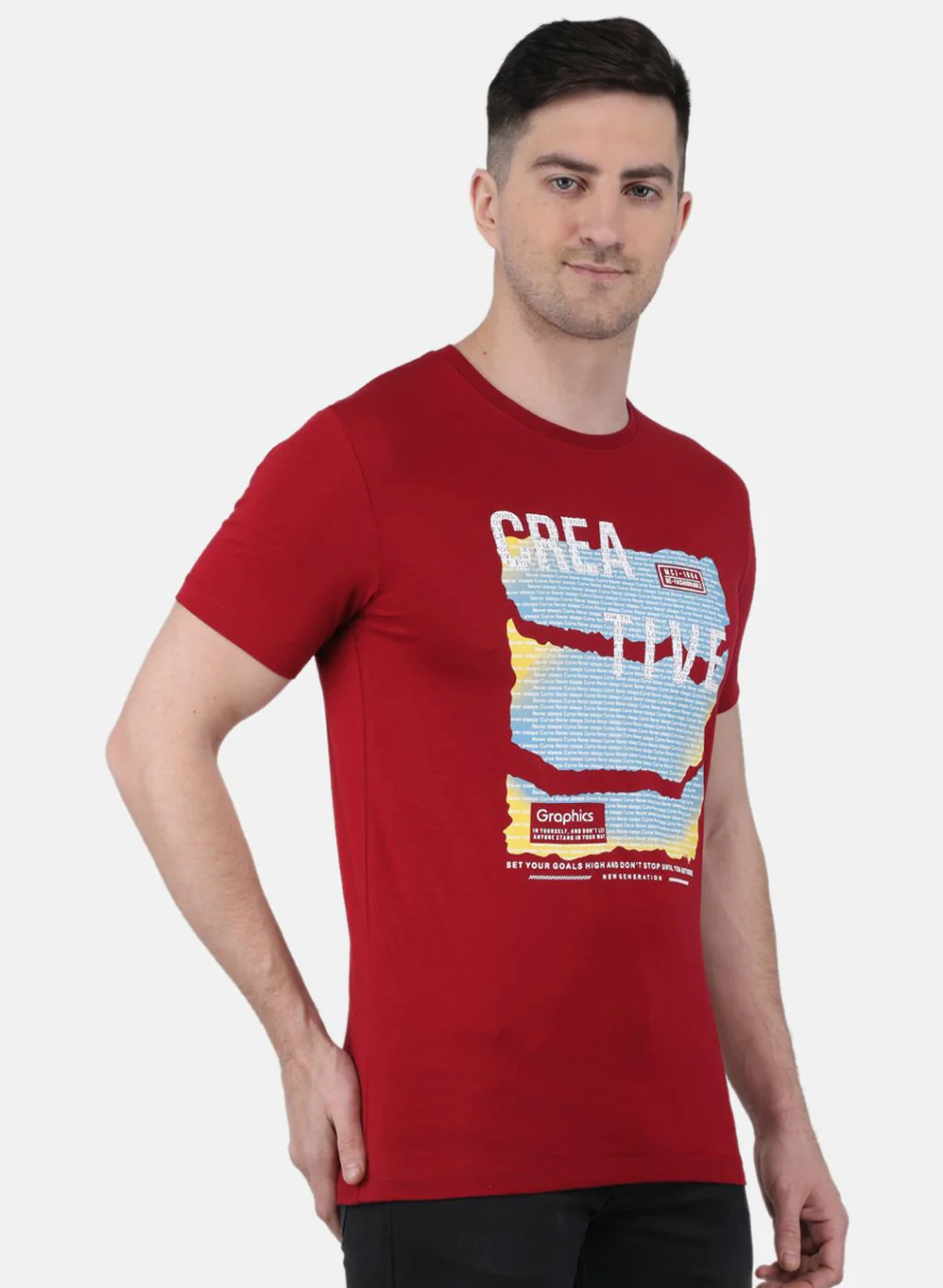 Men Maroon Printed T-Shirt - Image 2