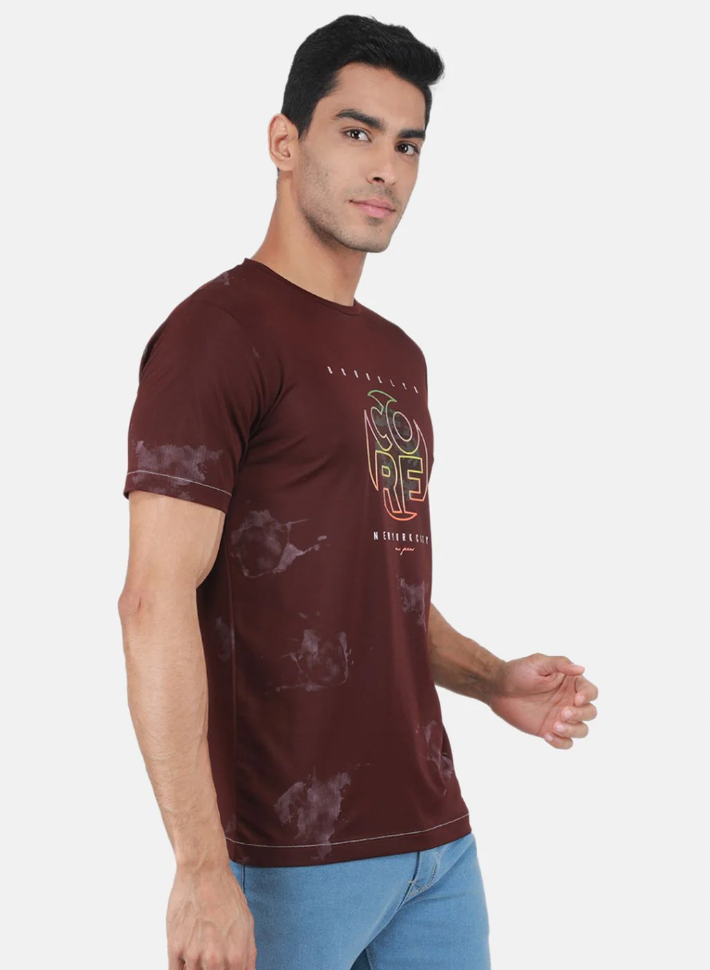 Men Maroon Printed T-Shirt - Image 2