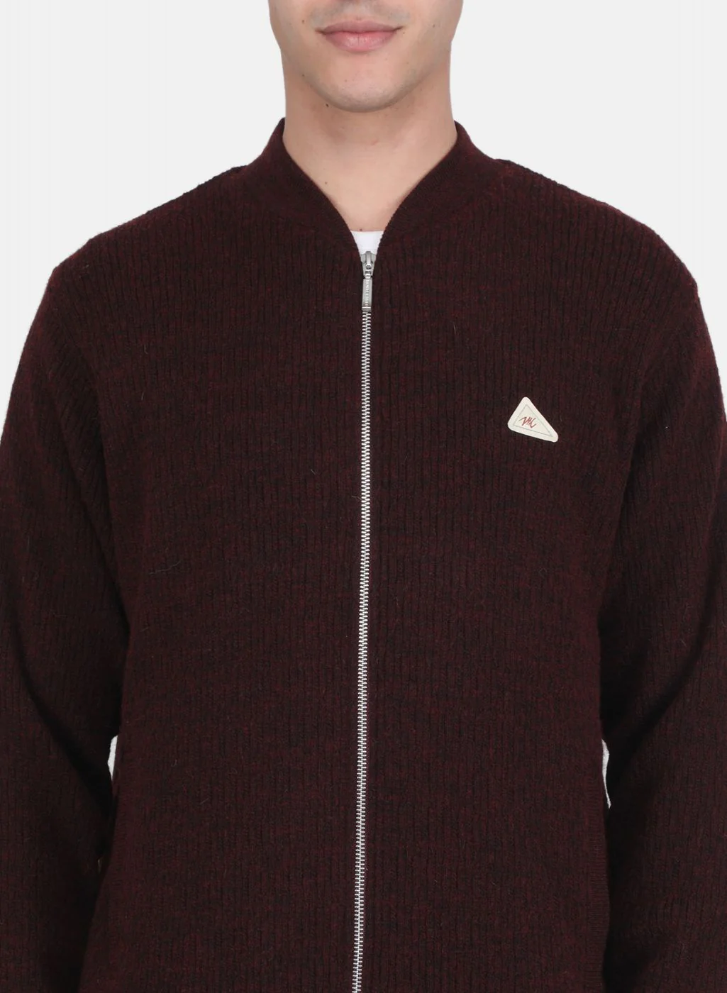 Men Maroon Self Design Jacket - Image 5