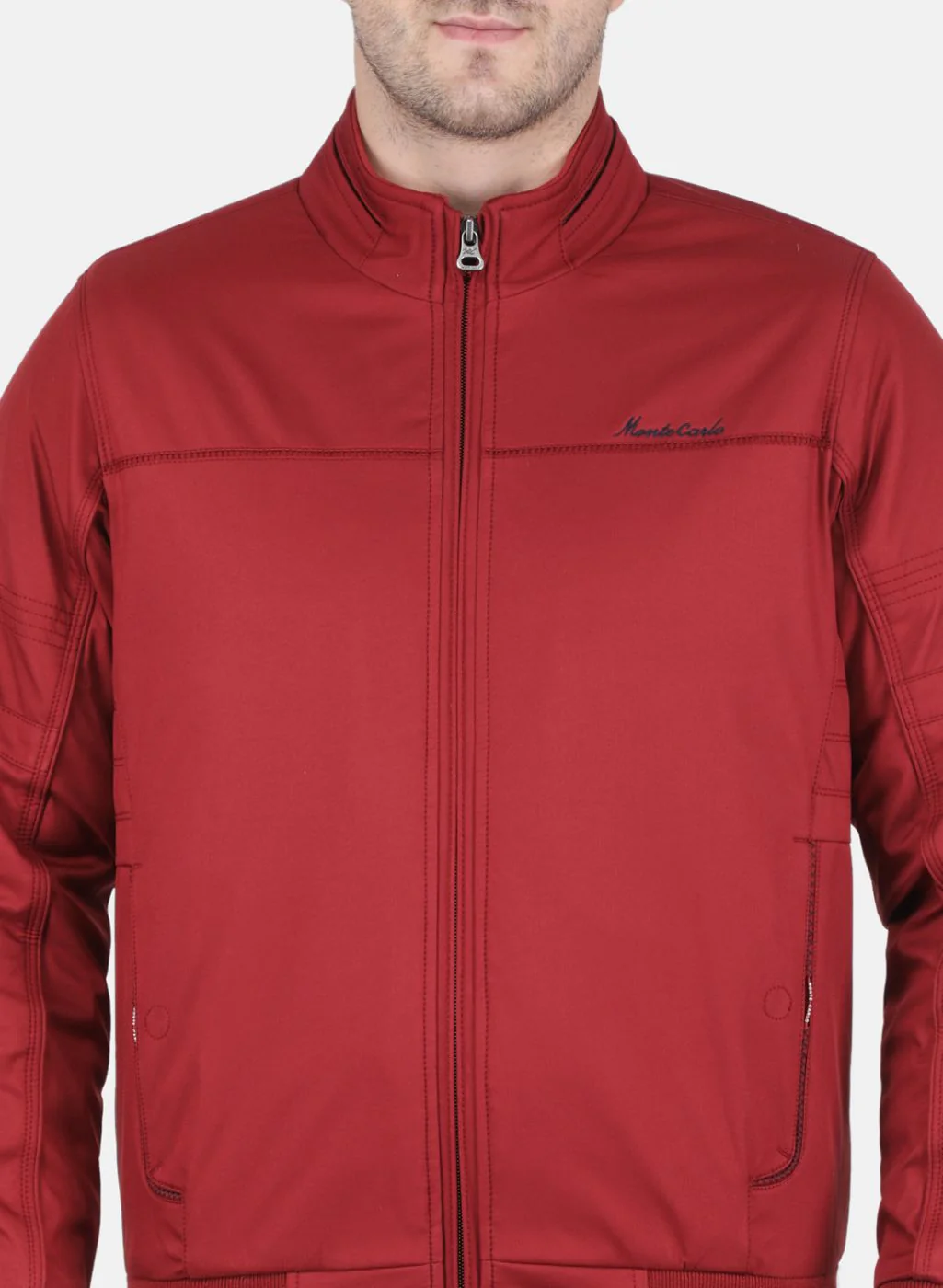 Men Maroon Solid Jacket - Image 5