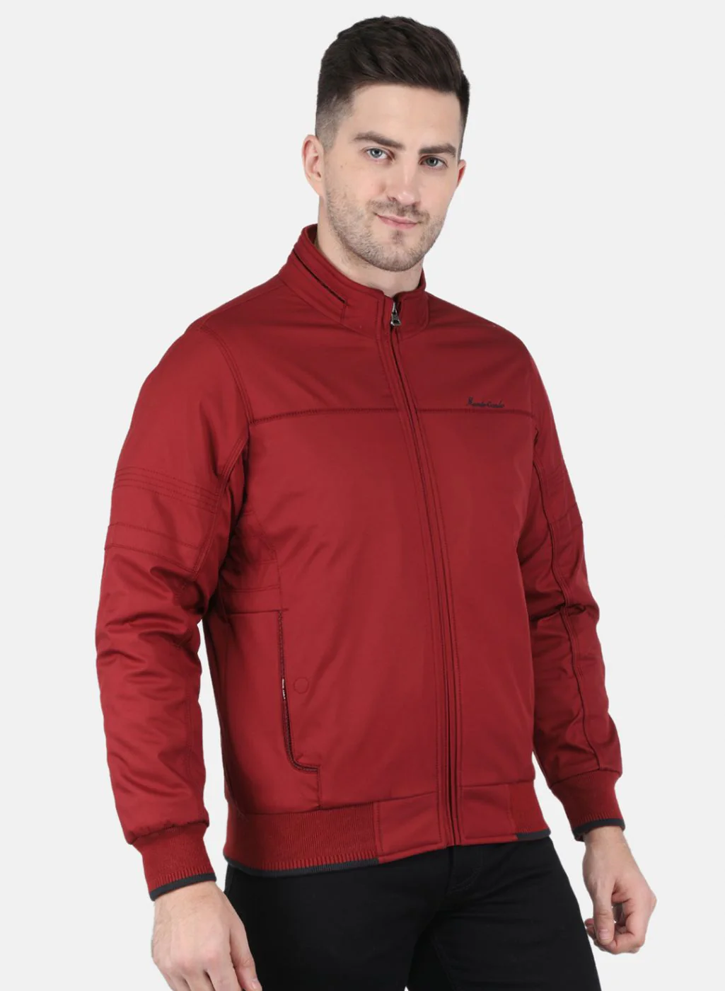 Men Maroon Solid Jacket - Image 6
